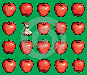 Big tasty apples. Vector drawing