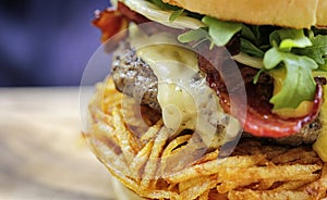 Big tasty burger closeup