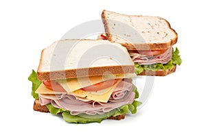 Big tasty sandwiches on white bread photo