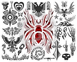 Big tatto collection - elements - symbols - vector