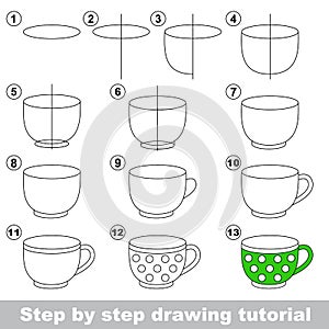 Big tea cup. Drawing tutorial.