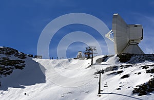 Big telescope on moutain in ski resort pradollano