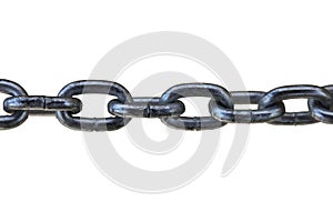 big thick steel dark metal chain links foreground closeup outside isolated white background