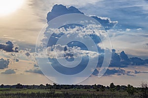 Big thunderstorm cloud with rain