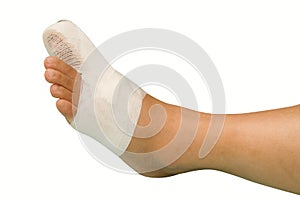 Big toe injury. Splint support for big toe injury