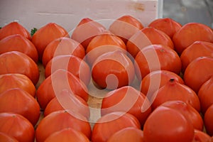 Big tomatoes for sale on market in Alcudia