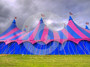 Big top circus tent on a field