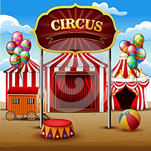 Big top circus tents white and red background