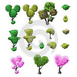 Big topiary tree set of various forms