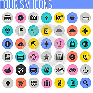 Big Tourism and Travel icon set, trendy flat icons