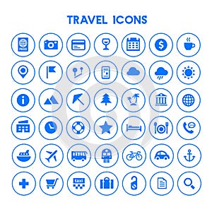 Big Tourism and Travel icon set, trendy flat icons