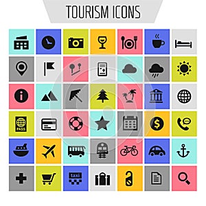 Big Tourism and Travel icon set, trendy flat icons