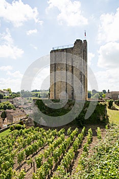 big Tower of King Castle in Saint Emilion wine village near Bordeaux France