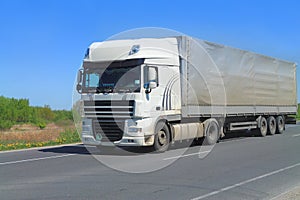 A Big Tractor Trailer Truck with semitrailer