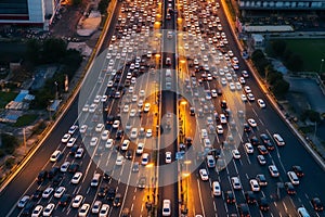 Big traffic Jam in City. Cityscape