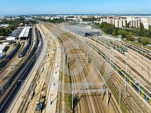 Big train hub in Krakow, Poland