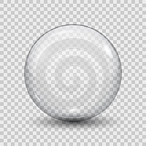 Big translucent gray 3D crystal magic sphere with glares. Glass transparent ball with shadows Ã¢â¬â vector photo