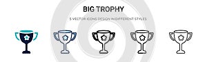 Big trophy icon in filled, thin line, outline and stroke style. Vector illustration of two colored and black big trophy vector