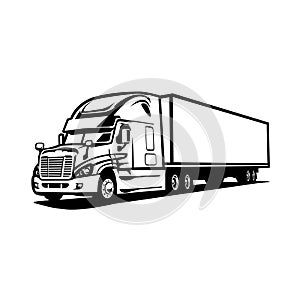 Big Truck silhouette. Semi truck 18 wheeler vector isolated photo