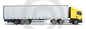 Big Truck Trailer on white background with soft shadows 3D illus