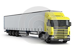 Big Truck Trailer on white background with soft shadows Mock up