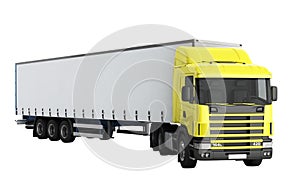 Big Truck Trailer on white background with soft shadows Mock up