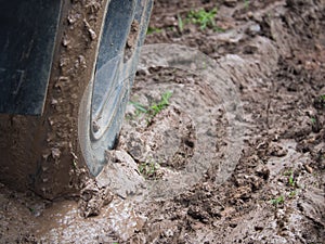 Big Truck Wheel on The Mud