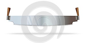 Big two -handed saw. Vector illustration realistic isolated on white