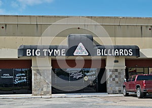 Big Tyme Billiards pool hall storefront exterior in Spring, TX.