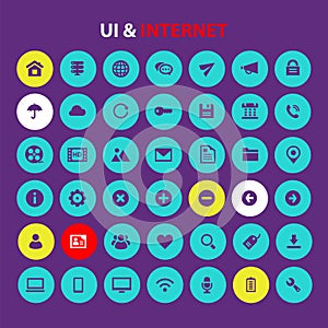 Big UI and Internet icon set, trendy flat icons