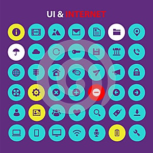 Big UI and Internet icon set, trendy flat icons