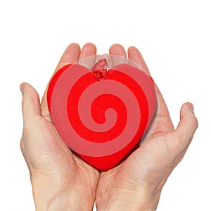 Big valentine heart in a hands