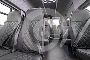 Interior of a passenger van.