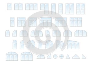 Big vector set of different types windows and doors