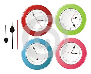 A big wall clock in different colors