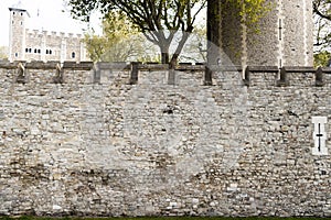 Big wall made of stone blocks