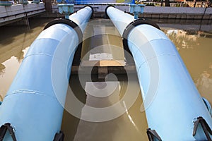 Big water supply tube in waterworks industry estate photo