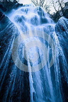 Big waterfall with angel hair photo