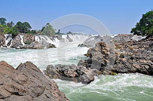 Big waterfall and Water rapid, Mekong river Loas.