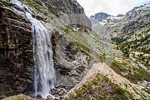 Big Waterfall in mountain area photo