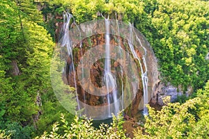 Big waterfall at Plitvice Lakes National Park