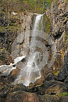 Big waterfall in the russian reserve