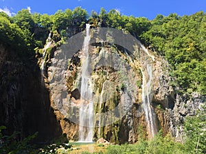 Big waterfall Veliki slap or Slap Plitvica, Plitvice Lakes National Park or nacionalni park Plitvicka jezera photo