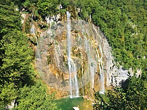 Big waterfall Veliki slap or Slap Plitvica, Plitvice Lakes National Park or nacionalni park Plitvicka jezera