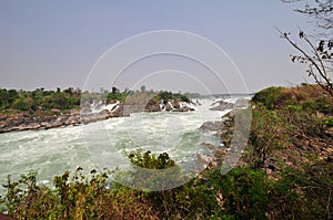 Big waterfall and Water rapid, Mekong river Loas.