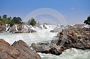 Big waterfall and Water rapid, Mekong river Loas.