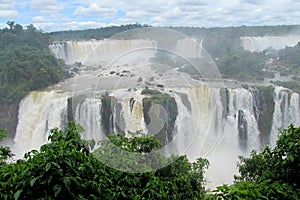 Big waterfalls in jungle forest