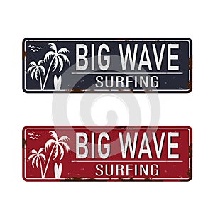 Big wave badge surfing club for logo emblem patch design template