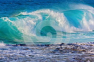 Big wave at the pacific ocean on Oahu, Hawaii