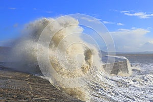 Big wave splashing on The Cobb